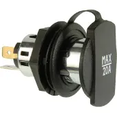 Procar Virtapistorasia Upotettava, kiristysholkki ProCar Powersteckdose Schraubgewinde sw 12-24V 12 V, 24 V 20 A 6,3 mm litteä pistoke