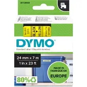 Dymo Merkkausnauha D1 24mm, musta keltaisella pohjalla