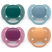 Philips Avent Pacifier ultra soft 4 pack 18+ mdr. blå/grøn/gul/rød