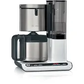 Bosch Styline TKA8A681 8 kupin -kahvinkeitin termoskannulla, musta, ruostumaton teräs, valkoinen