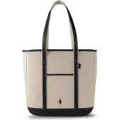 Ralph Lauren for woman. 428968158002 Medium beige canvas shopper tote bag (OSFA), Casual, Cotton, Navy