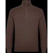 Ralph Lauren Mesh-Knit Cotton Quarter-Zip Sweater - Brown - S