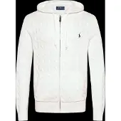 Ralph Lauren Cable-Knit Cotton Hooded Sweater - White - XL
