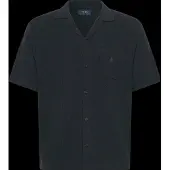 Ralph Lauren Mesh-Knit Cotton Camp Shirt Sweater - Navy - L