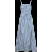 BOSS for woman. 50559218 Cotton poplin dress vertical stripe blue (34), Casual, Classic, Sleeveless / Straps