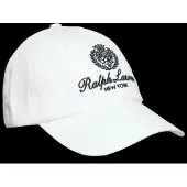 Ralph Lauren for man. 710A13274004 White twill cap with embroidered shield (OSFA), Casual, Cotton