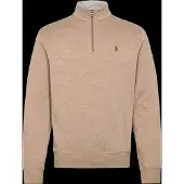 Ralph Lauren for man. 710812963502 Brown knit sweater with short zipper (M), Casual, Cotton, Long sleeve