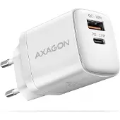 Axagon 20W verkkovirtalaturi, USB-C + USB-A, PD3.0/QC4+, valkoinen