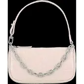 BY FAR Mini Rachel Croco Leather Shoulder Bag - White - ONE SIZE