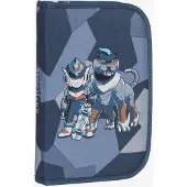 Beckmann Single Section Pencil Case W/Content, Tiger Race - Blue - ONE SIZE