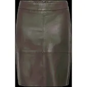 Culture Cuberta Leather Skirt - Khaki green - 38