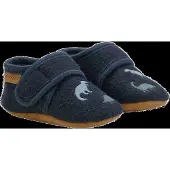 En fant Wool Slippers W. Embroidery - Navy - 25\26