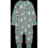 Geggamoja Bamboo Two Way Zip Pyjamas - Green - 74/80