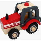 Magni Toys Wooden Tractor With Rubber Wheels - Red - 10X12.5X7.5CM