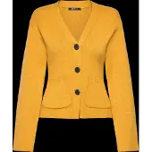 Gina Tricot Shaped Knitted Cardigan - Yellow - XS