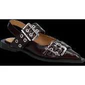 Ganni Feminine Buckle Ballerinas - Burgundy - 39