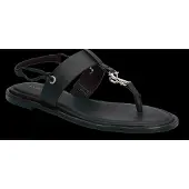 Calvin Klein Round Flat Sndl Thong Lth Hdw - Black - 39
