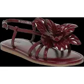 Mango Embossed Flower Sandals - Burgundy - 38