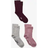 Minymo Wool Socks - Rib 3-Pack - Pink - 27-30