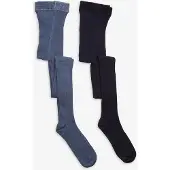 Minymo Stocking - Solid Rib 2-Pack - Blue - 104-110