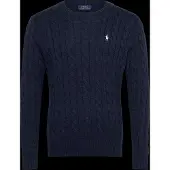 Ralph Lauren Cable-Knit Cotton Sweater - Navy - XXL