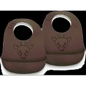 Nuuroo Alfie Silicone Short Bib 2-Pack With Print - Brown - ONE SIZE
