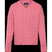 Ralph Lauren Cable-Knit Cotton V-Neck Sweater - Pink - 129-130