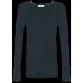 Rosemunde Rwbenita Silk Ls O-Neck Lace T-Shir - Black - XS