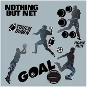 RoomMates Wallstickers - Sports Silhouettes - Grey - ONE SIZE