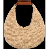 STAUD Moon Raffia Tote Bag - Beige - ONE SIZE