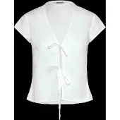 Weekday Tie-Front V-Neck Cotton Blouse - White - XS