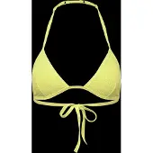 Monki Halterneck Triangle Seersucker Bikini Top - Yellow - S