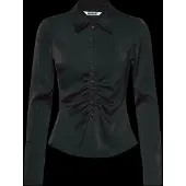 Weekday Long-Sleeved Fitted Satin Shirt - Black - 34