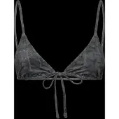 Weekday Printed Triangle Bikini Top - Black - XXL