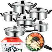 Retoo SET OF STEEL POTS AND PAN 12 ELEMENTS
