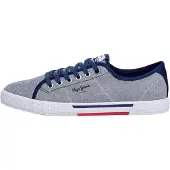 Pepe Jeans for man. PMS30817 Brady shoes blue (40), Fabric, Flat, Laces, Casual