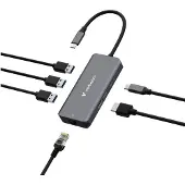 Verbatim 3.2 Gen1 6-in-1 USB-C -telakka, harmaa