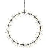 Star Trading Dew Drop Flower 35cm musta metallikranssi led valoilla