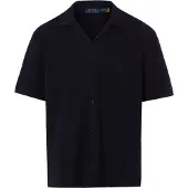Ralph Lauren Mesh-Knit Cotton Camp Shirt Sweater - Navy - M