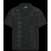 Scotch & Soda Crochet Short-Sleeved Relaxed-Fit Shirt - Black - L