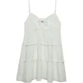Superdry for woman. W8012115A Off-white tiered mini dress in chiffon (XXS), Casual, Muslin, Sleeveless / Straps