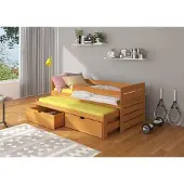 ADRK Furniture Lasten sänky turvalaidalla Tomi 90x200 cm, ruskea