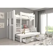 ADRK Furniture Kerrossänky Artema 90x200, valkoinen/harmaa