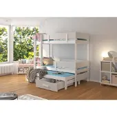 ADRK Furniture Kerrossänky Etapo 80x180, valkoinen/harmaa