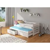 ADRK Furniture Lasten sänky turvalaidalla Tiarro 80x180 cm, valkoinen/harmaa