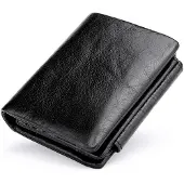 INF RFID-suojattu nahkalompakko miehille - Kolmitaitto & Ohut Black