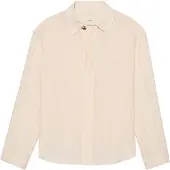 Calvin Klein Viscose Sheer Stripe Ls Shirt - Cream - L