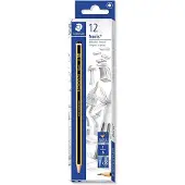 Staedtler Noris, B, Musta, Keltainen, PEFC, 2 mm, 12 kpl, Saksa (120-1)