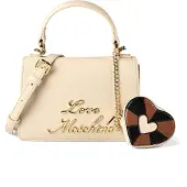 Love Moschino Heart Charm Käsilaukku Nahka 21 cm Beige