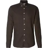 Lindbergh Mélange Brushed Shirt L/S - Regular - Brown - M